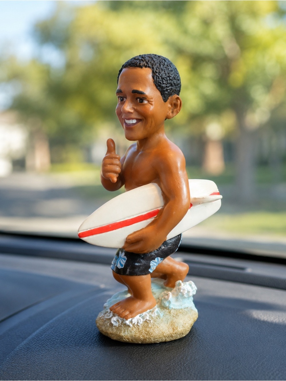 Barack Obama Surfer Dashboard Doll Surfboard Hawaii KC Hawaii 4.5” New Package